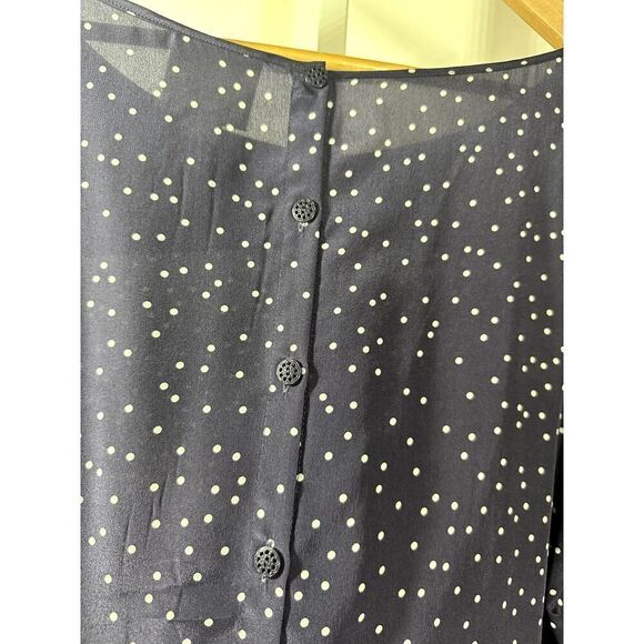 MAEVE ANTHROPOLOGIE Women's Ruffle Sleeve Button Detail Silk Blouse Blue Size 6 - Picture 7 of 9